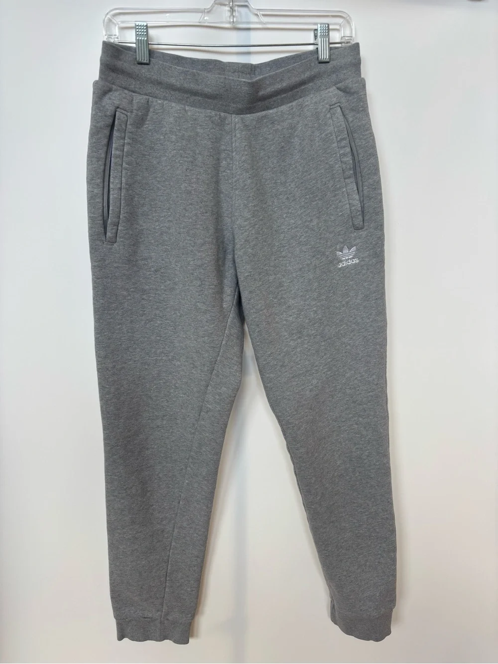 Adidas Men's Zip Pocket Gray Jogger Sweatpants, Medium